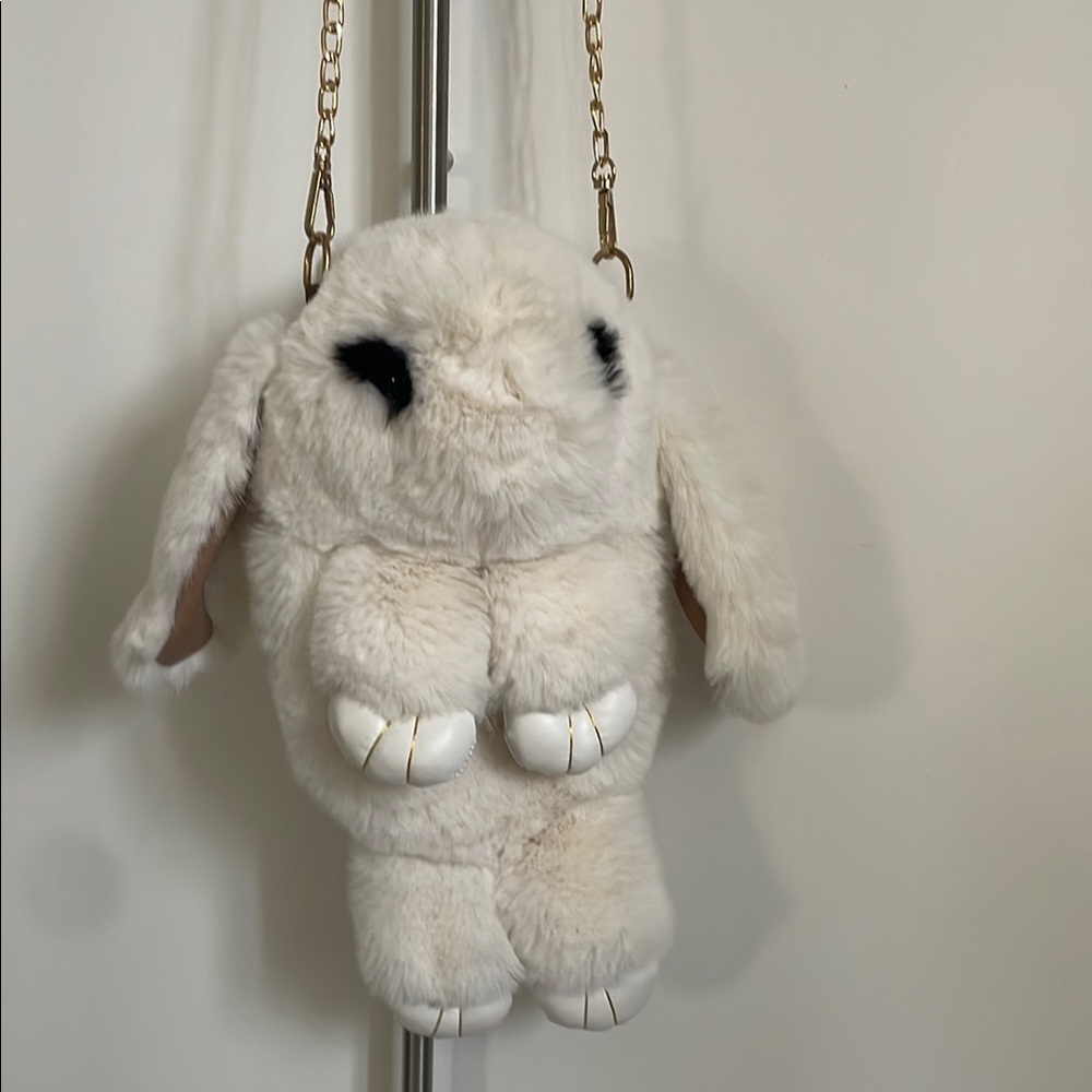 Fluffy White Bunny Shoulder Bag